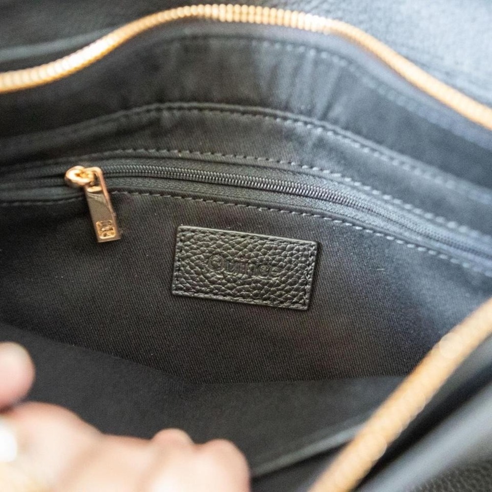 New Quince Italian Leather Foldover Crossbody Bag Black Purse - Picture 5 of 7